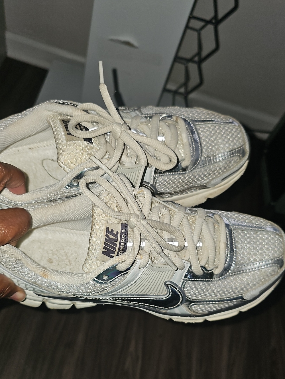 Nike Beige and Silver Mesh Sneaker